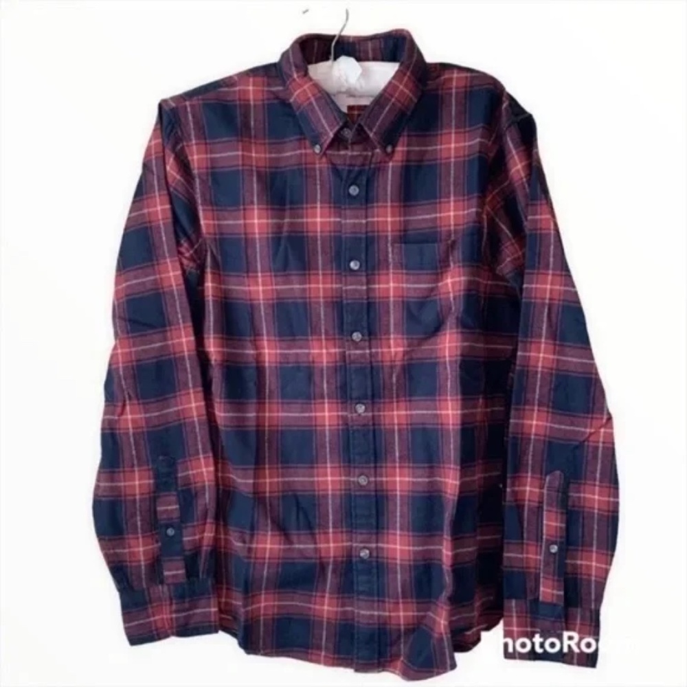 Abercrombie & Fitch Soft A&F Flannel Button down  Small Maroon Navy Plaid NWT